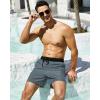 imageSILKWORLD Mens Swimming Trunks with Compression Liner 2 in 1 QuickDry Swim Shorts with Zipper PocketsBlack Grey