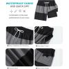 imageSILKWORLD Mens Swimming Trunks with Compression Liner 2 in 1 QuickDry Swim Shorts with Zipper PocketsBlack Grey Stripe