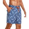 imageSILKWORLD Mens Swimming Trunks with Compression Liner 2 in 1 QuickDry Swim Shorts with Zipper PocketsBlue Fish