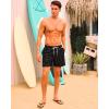 imageSILKWORLD Mens Swimming Trunks with Compression Liner 2 in 1 QuickDry Swim Shorts with Zipper PocketsCoconut Tree Black