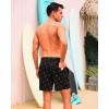 imageSILKWORLD Mens Swimming Trunks with Compression Liner 2 in 1 QuickDry Swim Shorts with Zipper PocketsCoconut Tree Black