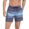 imageSILKWORLD Mens Swimming Trunks with Compression Liner 2 in 1 QuickDry Swim Shorts with Zipper PocketsDark Grey Stripes