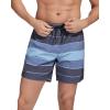 imageSILKWORLD Mens Swimming Trunks with Compression Liner 2 in 1 QuickDry Swim Shorts with Zipper PocketsDark Grey Stripes