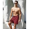 imageSILKWORLD Mens Swimming Trunks with Compression Liner 2 in 1 QuickDry Swim Shorts with Zipper PocketsDark Red