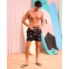 imageSILKWORLD Mens Swimming Trunks with Compression Liner 2 in 1 QuickDry Swim Shorts with Zipper PocketsFlamingosblack
