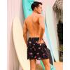 imageSILKWORLD Mens Swimming Trunks with Compression Liner 2 in 1 QuickDry Swim Shorts with Zipper PocketsFlamingosblack