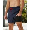 imageSILKWORLD Mens Swimming Trunks with Compression Liner 2 in 1 QuickDry Swim Shorts with Zipper PocketsNavy