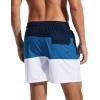 imageSILKWORLD Mens Swimming Trunks with Compression Liner 2 in 1 QuickDry Swim Shorts with Zipper PocketsNavy Blue White