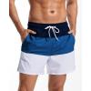 imageSILKWORLD Mens Swimming Trunks with Compression Liner 2 in 1 QuickDry Swim Shorts with Zipper PocketsNavy Blue White