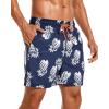 imageSILKWORLD Mens Swimming Trunks with Compression Liner 2 in 1 QuickDry Swim Shorts with Zipper PocketsNavy Pineapple