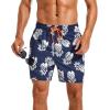 imageSILKWORLD Mens Swimming Trunks with Compression Liner 2 in 1 QuickDry Swim Shorts with Zipper PocketsNavy Pineapple