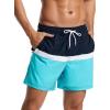 imageSILKWORLD Mens Swimming Trunks with Compression Liner 2 in 1 QuickDry Swim Shorts with Zipper PocketsNavy Sky Blue