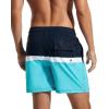 imageSILKWORLD Mens Swimming Trunks with Compression Liner 2 in 1 QuickDry Swim Shorts with Zipper PocketsNavy Sky Blue