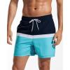imageSILKWORLD Mens Swimming Trunks with Compression Liner 2 in 1 QuickDry Swim Shorts with Zipper PocketsNavy Sky Blue