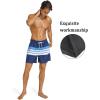 imageSILKWORLD Mens Swimming Trunks with Compression Liner 2 in 1 QuickDry Swim Shorts with Zipper PocketsNavy Stripe