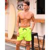 imageSILKWORLD Mens Swimming Trunks with Compression Liner 2 in 1 QuickDry Swim Shorts with Zipper PocketsNeon Green