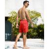 imageSILKWORLD Mens Swimming Trunks with Compression Liner 2 in 1 QuickDry Swim Shorts with Zipper PocketsOrange Red