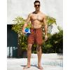 imageSILKWORLD Mens Swimming Trunks with Compression Liner 2 in 1 QuickDry Swim Shorts with Zipper PocketsRedbrown