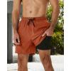 imageSILKWORLD Mens Swimming Trunks with Compression Liner 2 in 1 QuickDry Swim Shorts with Zipper PocketsRedbrown