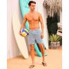 imageSILKWORLD Mens Swimming Trunks with Compression Liner 2 in 1 QuickDry Swim Shorts with Zipper PocketsStripeblue