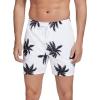 imageSILKWORLD Mens Swimming Trunks with Compression Liner 2 in 1 QuickDry Swim Shorts with Zipper PocketsWhite  Black Coconut Leaves