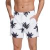 imageSILKWORLD Mens Swimming Trunks with Compression Liner 2 in 1 QuickDry Swim Shorts with Zipper PocketsWhite  Black Coconut Leaves
