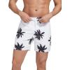imageSILKWORLD Mens Swimming Trunks with Compression Liner 2 in 1 QuickDry Swim Shorts with Zipper PocketsWhite  Black Coconut Leaves