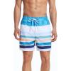 imageSILKWORLD Mens Swimming Trunks with Compression Liner 2 in 1 QuickDry Swim Shorts with Zipper PocketsWhite Yellow Blue Stripes