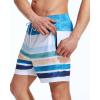 imageSILKWORLD Mens Swimming Trunks with Compression Liner 2 in 1 QuickDry Swim Shorts with Zipper PocketsWhite Yellow Blue Stripes