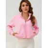 imageSILKWORLD Womens Half Zip Pullover Sweatshirt Active Cropped Quarter Zip Pullover Outfits with Zip Pocket ampamp Thumb Hole