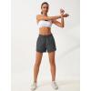 imageSILKWORLD Womens High Wasit Running Shorts 2 in 1 Athletic Shorts for Workout Gym with Zipper PocketsDark Grey