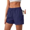 imageSILKWORLD Womens High Wasit Running Shorts 2 in 1 Athletic Shorts for Workout Gym with Zipper PocketsNavy Blue