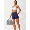 imageSILKWORLD Womens High Wasit Running Shorts 2 in 1 Athletic Shorts for Workout Gym with Zipper PocketsNavy Blue