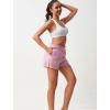 imageSILKWORLD Womens High Wasit Running Shorts 2 in 1 Athletic Shorts for Workout Gym with Zipper PocketsPink
