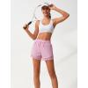 imageSILKWORLD Womens High Wasit Running Shorts 2 in 1 Athletic Shorts for Workout Gym with Zipper PocketsPink
