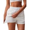 imageSILKWORLD Womens High Wasit Running Shorts 2 in 1 Athletic Shorts for Workout Gym with Zipper PocketsWhite