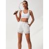 imageSILKWORLD Womens High Wasit Running Shorts 2 in 1 Athletic Shorts for Workout Gym with Zipper PocketsWhite