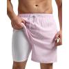 imageSILKWORLD Mens Swim Trunks with Compression Liner 2 in 1 Quick Dry Bathing Suit Beach Shorts with Zipper PocketsPink