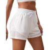 imageSILKWORLD Womens High Wasit Running Shorts 2 in 1 Athletic Shorts for Workout Gym with Zipper PocketsWhite