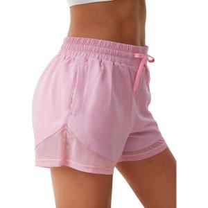 imageSILKWORLD Womens High Wasit Running Shorts 2 in 1 Athletic Shorts for Workout Gym with Zipper PocketsPink