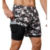 imageSILKWORLD 23 Pack Mens 2 in 1 Running Shorts Quick Dry Athletic Grym Workout Compression Shorts with Zipper PocketsBlackArmy Green Camo