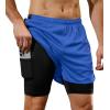 imageSILKWORLD 23 Pack Mens 2 in 1 Running Shorts Quick Dry Athletic Grym Workout Compression Shorts with Zipper PocketsBlackBlue