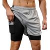imageSILKWORLD 23 Pack Mens 2 in 1 Running Shorts Quick Dry Athletic Grym Workout Compression Shorts with Zipper PocketsBlackNavyLight Grey