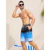 imageSILKWORLD Mens 9quot Swim Trunks Quick Dry Mens Bathing Suit Mesh Lining Board Shorts with PocketsBlue Black Stripe