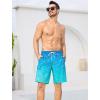 imageSILKWORLD Mens 9quot Swim Trunks Quick Dry Mens Bathing Suit Mesh Lining Board Shorts with PocketsFlamingo on Blue