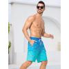 imageSILKWORLD Mens 9quot Swim Trunks Quick Dry Mens Bathing Suit Mesh Lining Board Shorts with PocketsFlamingo on Blue