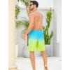 imageSILKWORLD Mens 9quot Swim Trunks Quick Dry Mens Bathing Suit Mesh Lining Board Shorts with PocketsYellow Green Gradient