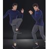 imageSILKWORLD Mens LongSleeve Compression Shirt BaseLayer Running TopCrewneck3 Pack Black  Hemp Gray  Navy Blue
