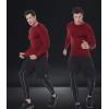 imageSILKWORLD Mens LongSleeve Compression Shirt BaseLayer Running TopCrewneck3 Pack Black  Hemp Gray red