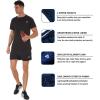 imageSILKWORLD Mens Running Stretch Quick Dry Shorts with Zipper PocketsPack of 23Black light Grey darkseagreenpack of 3